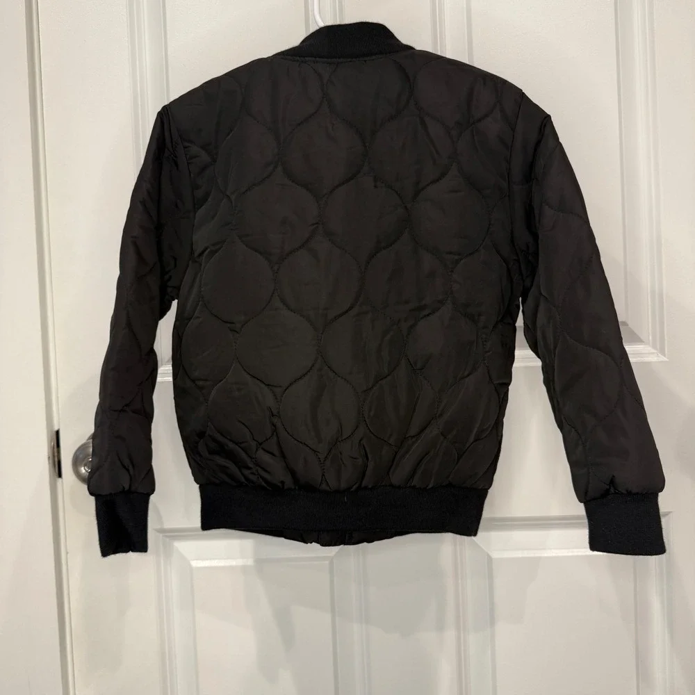 Primark Cares‎ Kids Black Quilted Bomber Jacket Full Zip Size 4-5Y